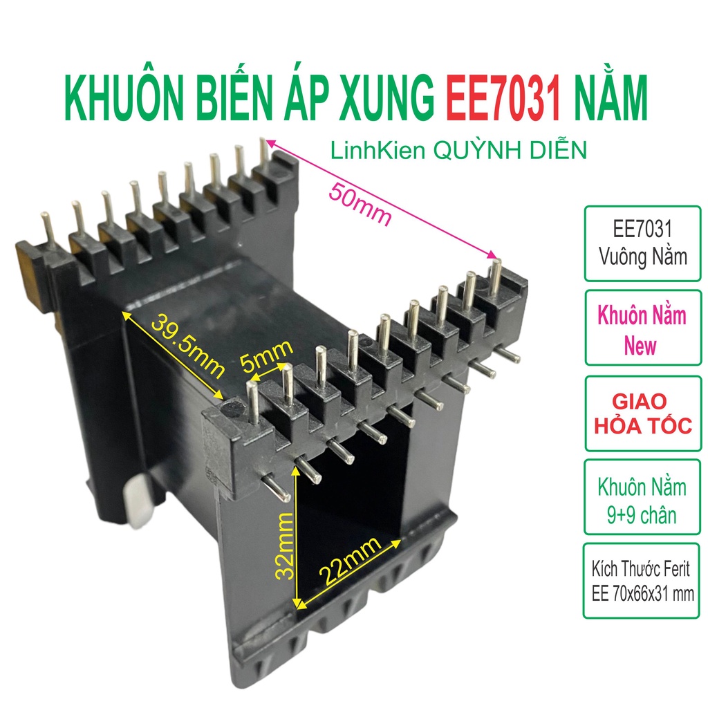 Khuôn biến áp xung EE70 Nằm (9+9 chân)