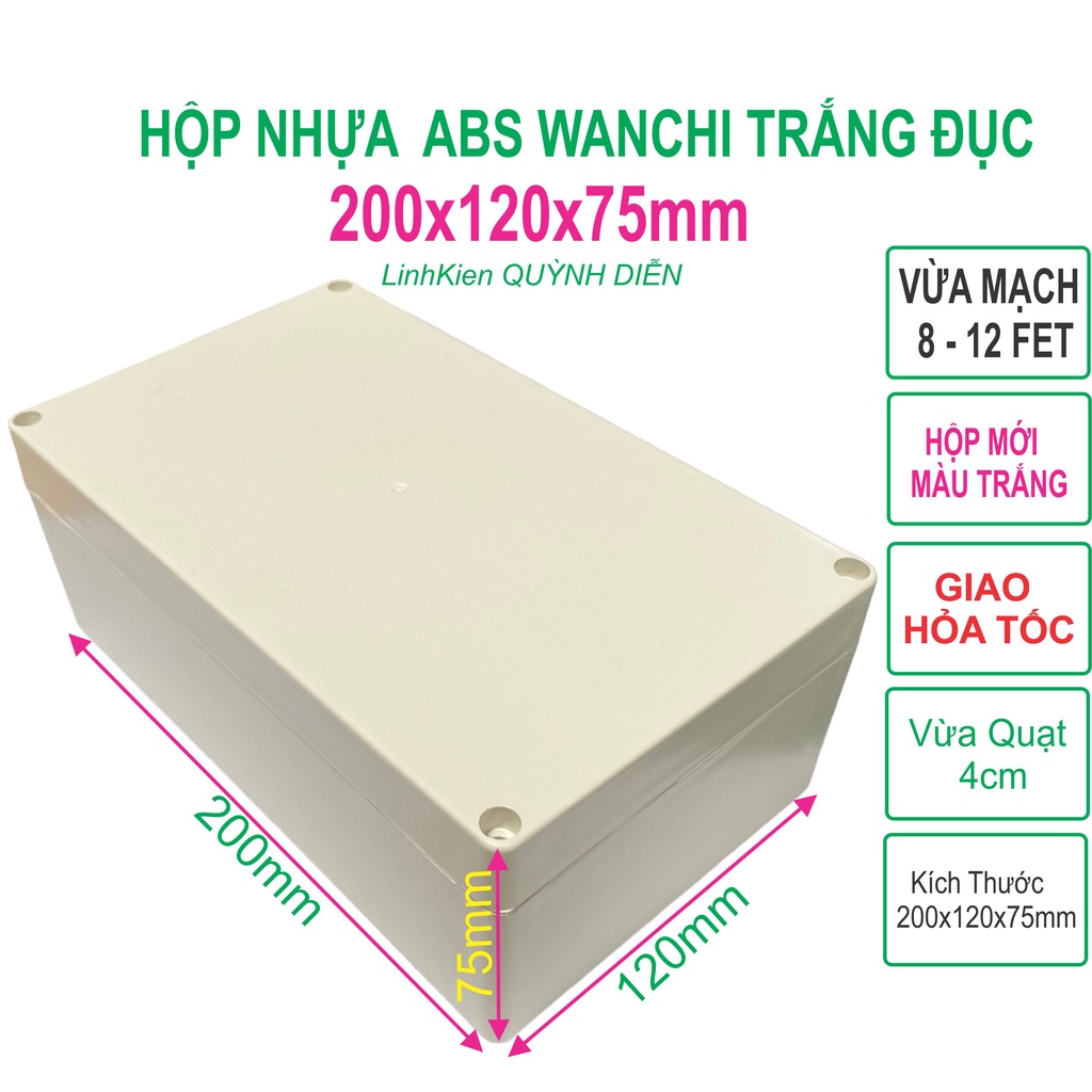 Hộp Nhựa ABS WANCHI 200x120x75mm Màu Trắng Đục