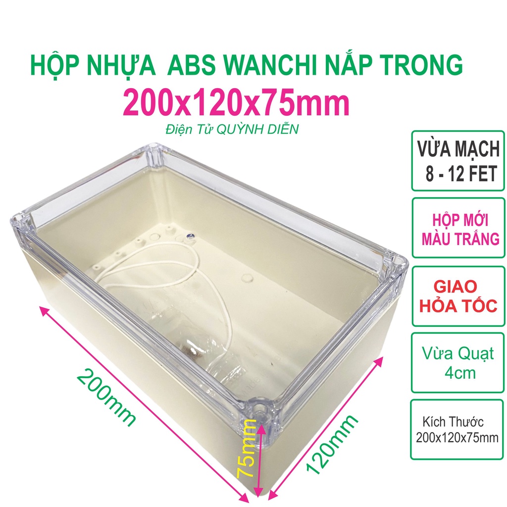 Hộp Nhựa ABS WANCHI 200x120x75mm Màu Trắng Nắp Trong