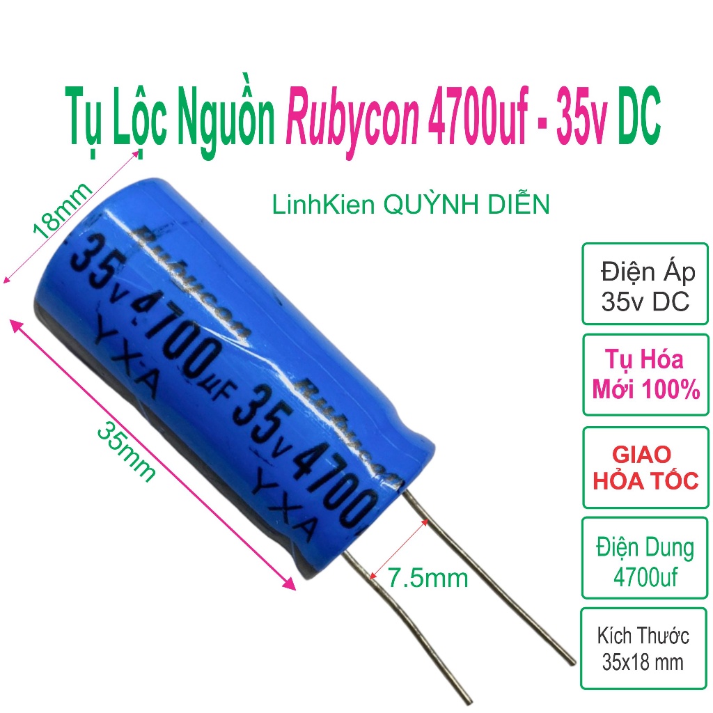 Tụ lộc nguồn 4700uF 35V mới 1 cái
