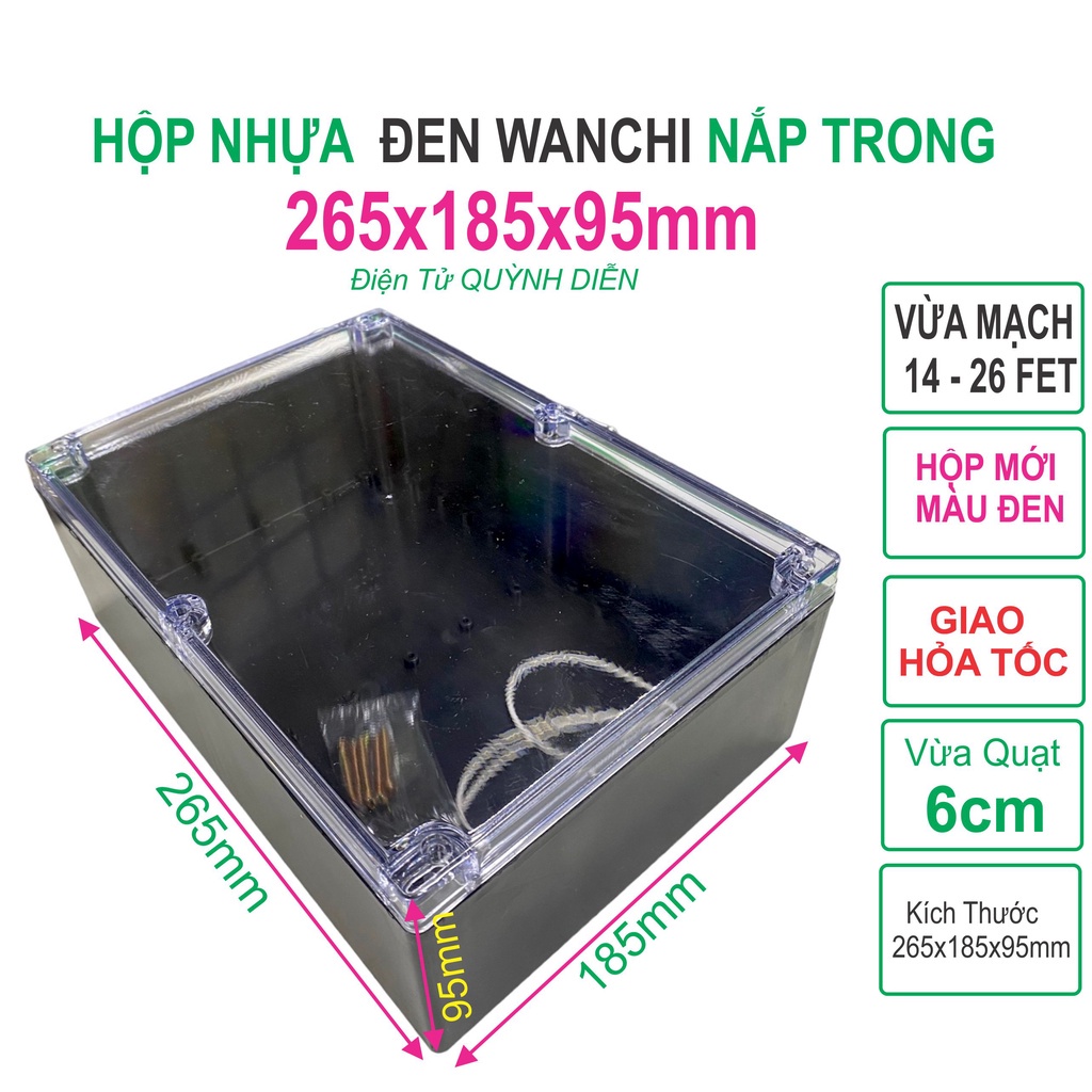 Hộp Nhựa ABS WANCHI 265x185x95mm Màu Đen Nắp Trong