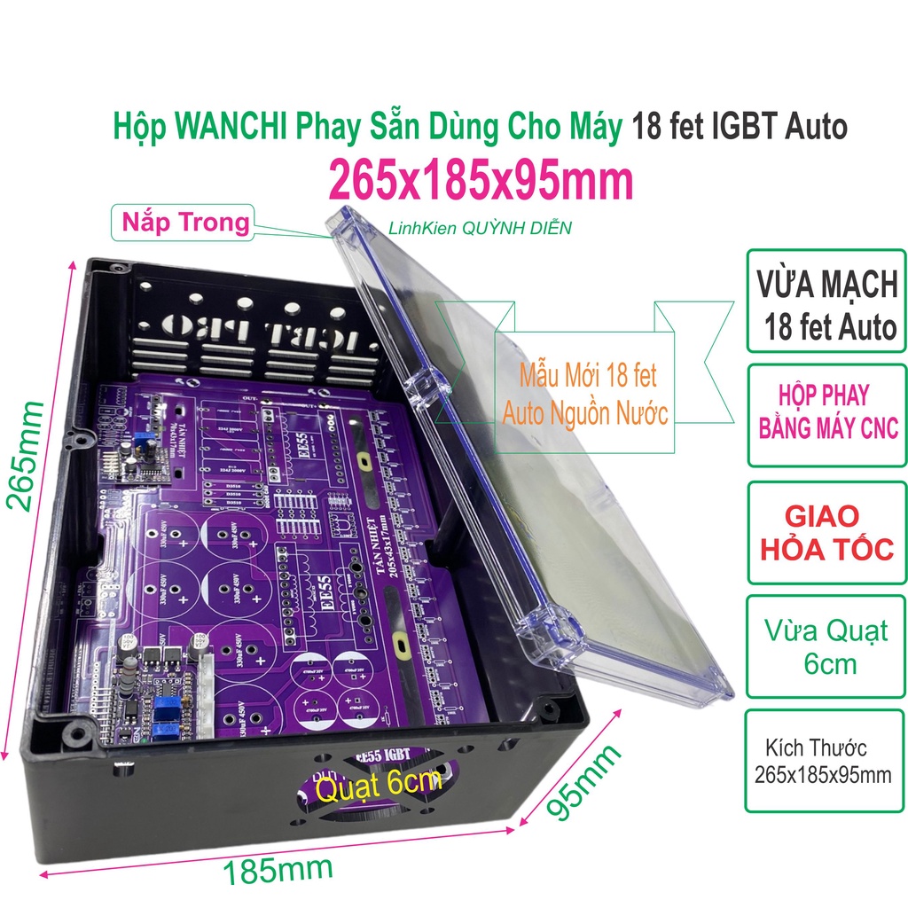 Hộp nhựa Phay IGBT 265x185x95mm Đen nắp Trong