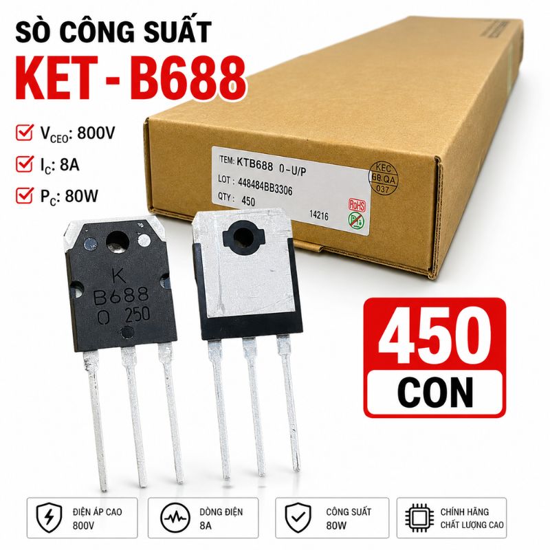 Transistor B688 KEC Lưng Đồng Mạ Niken Loại Mới
