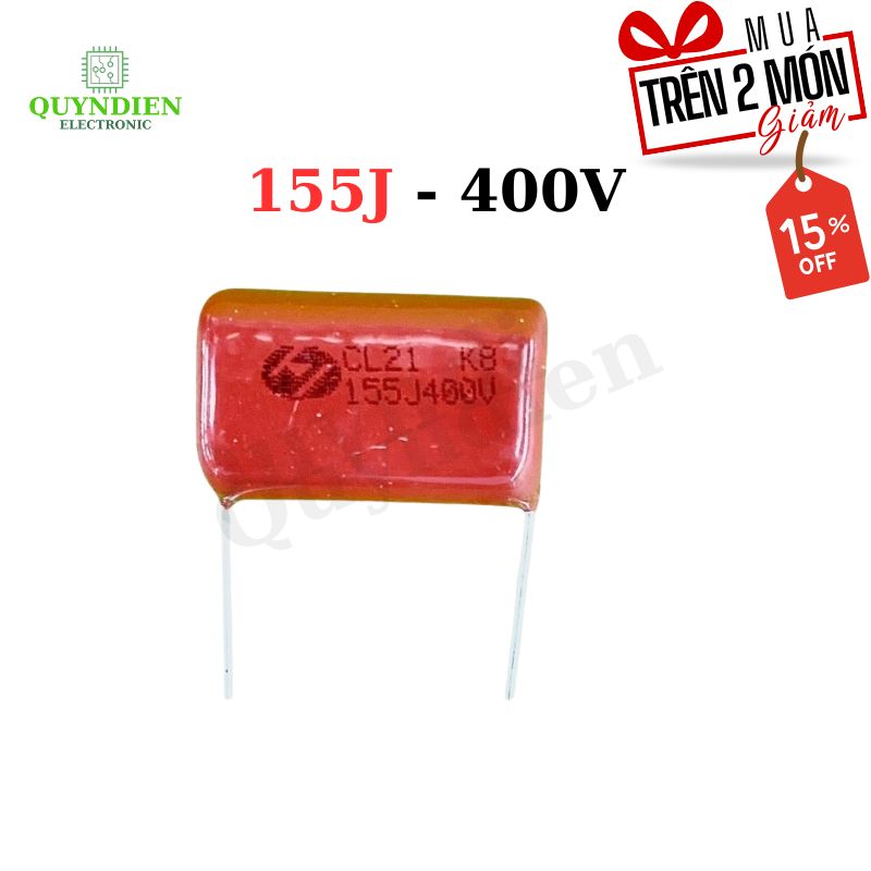 Tụ Kẹo Nâu Đỏ CL21 155J 400V - Túi 5 Tụ