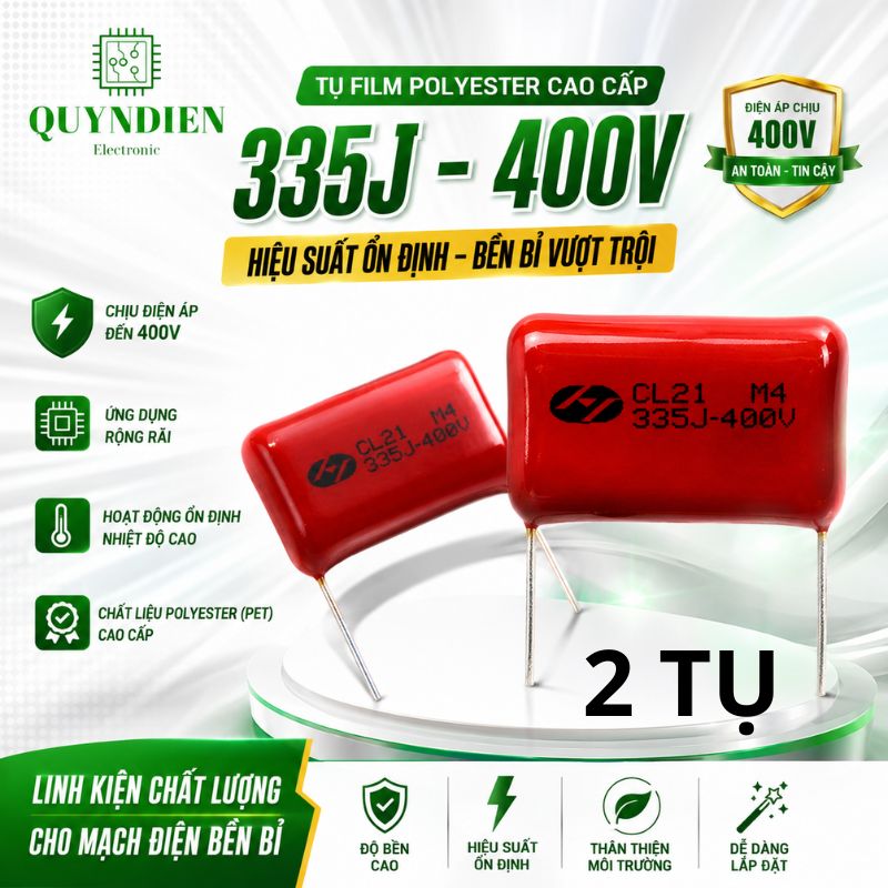 Tụ Kẹo Nâu Đỏ CL21 335J 400V
