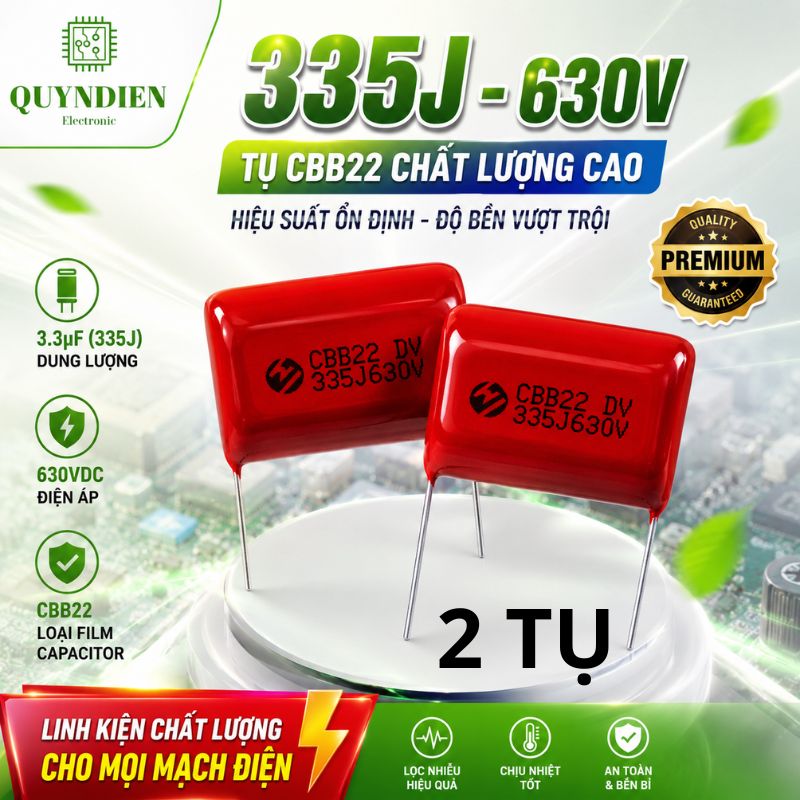 Tụ kẹo Nâu đỏ CBB22 335J 630V