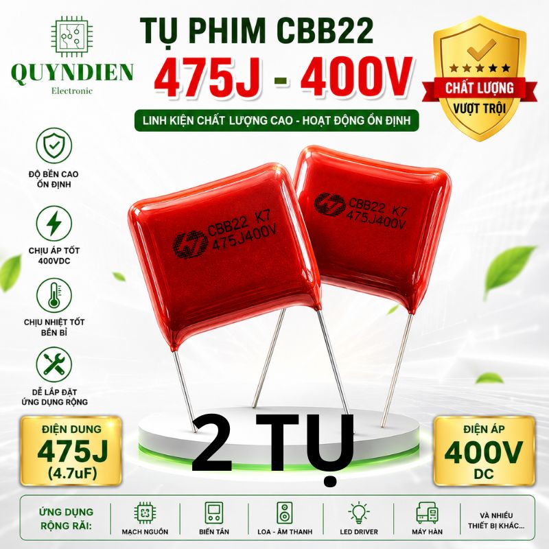Tụ Kẹo Nâu Đỏ CBB22 475J 630V