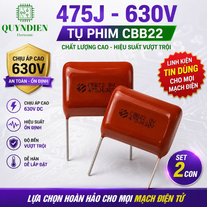 Tụ Kẹo Nâu Đỏ CBB22 475J 630V