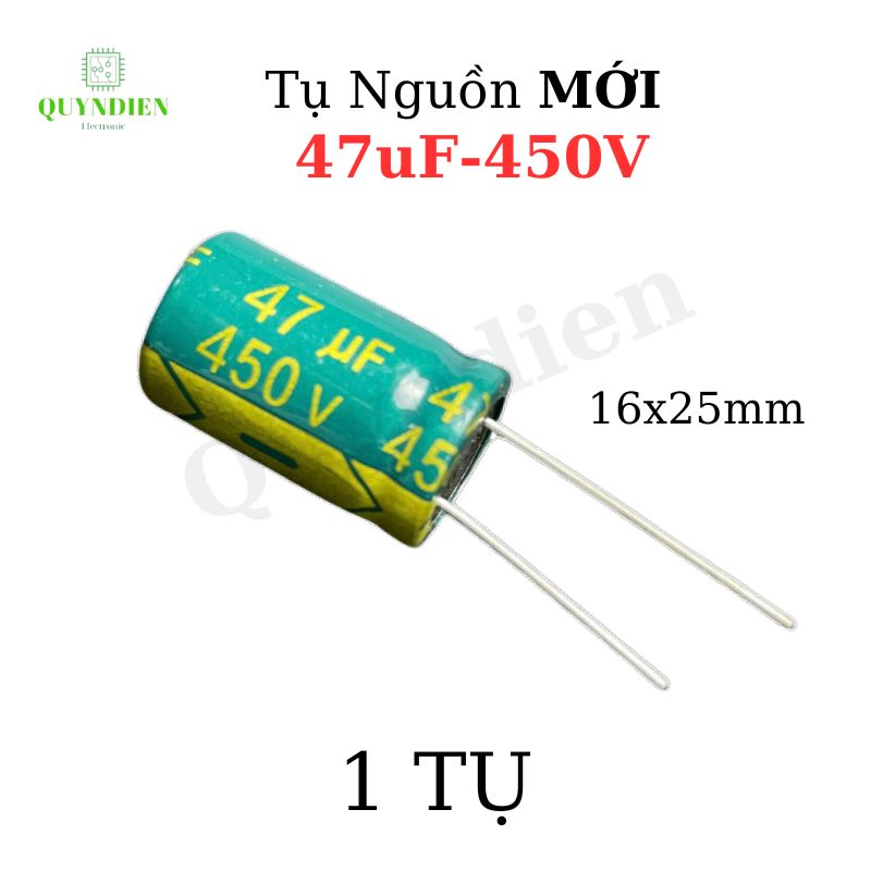 Tụ lộc nguồn tụ hóa 47uF 400V - 450V xanh 16x25mm