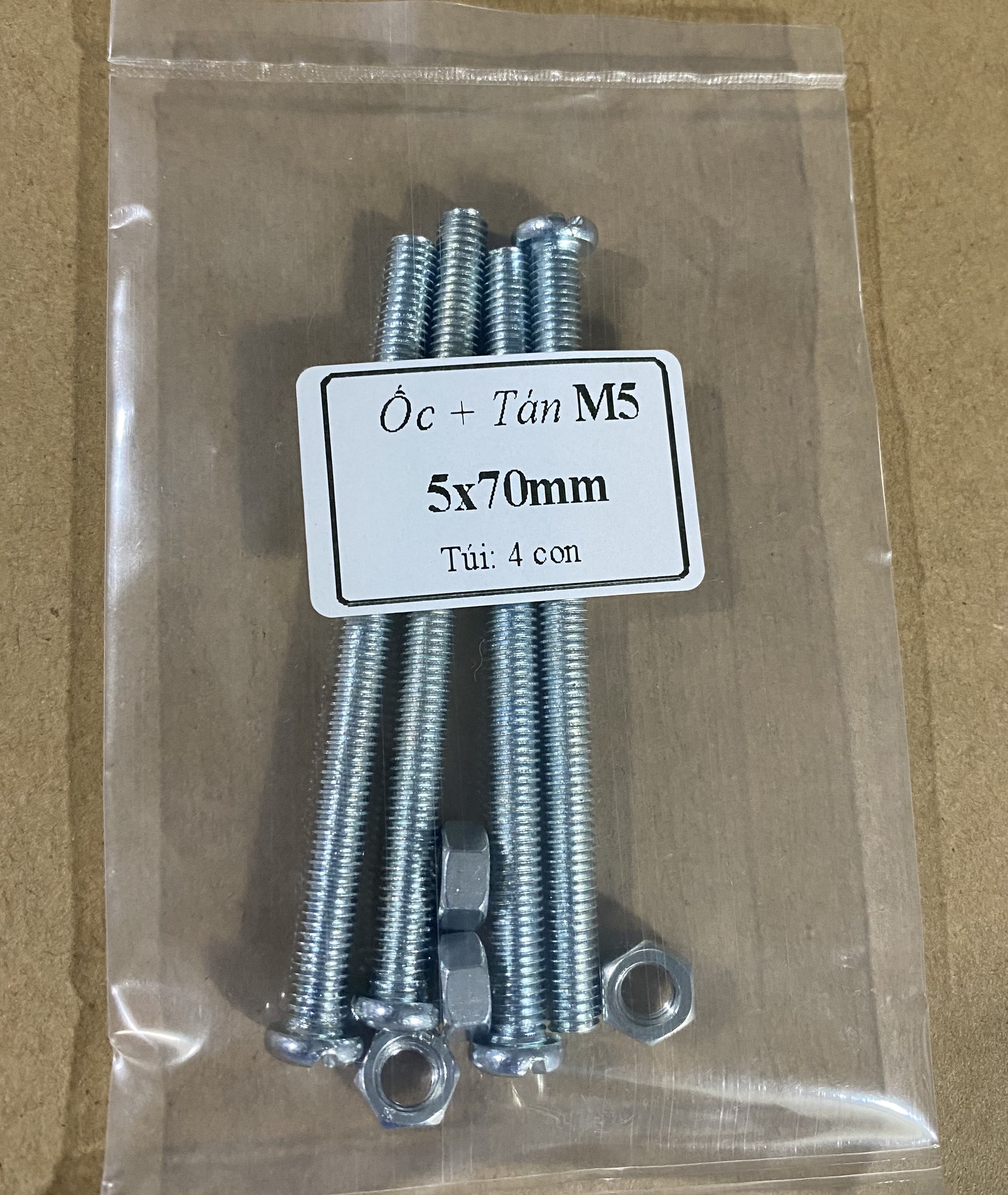 Bulong ốc vít 5ly + tán, ốc vít tán m5 bắt tanpo biến áp (phi 5mm dài 5cm, 6cm, 7cm, 8cm) Combo 4 con
