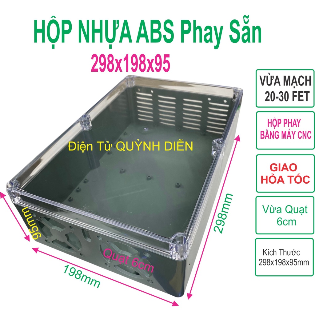 Hộp nhựa khoan sẵn VY ANH 300x200x95mm Xanh Nắp Trong