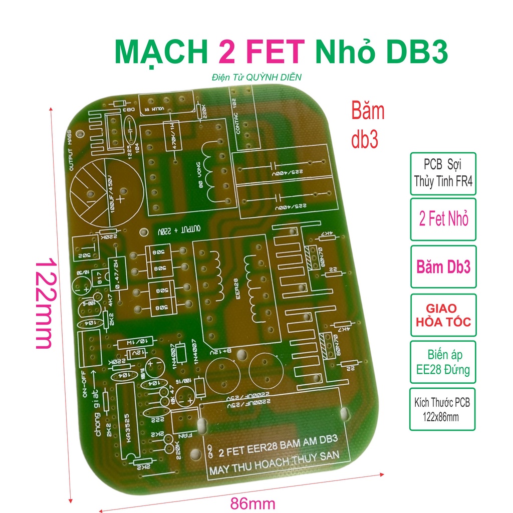 PCB bo mạch kích điện 2 fet db3 thủy tinh FR4