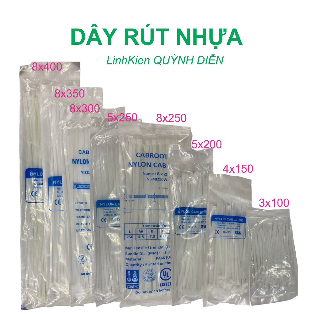Dây Rút nhựa dây thít nhựa nhiều kích thước Bản TO
