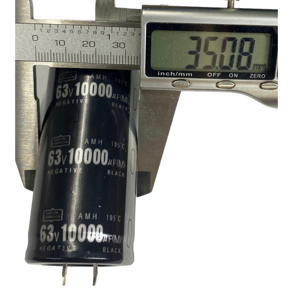 Tụ lọc nguồn 10.000uf - 63v màu đen dùng trong thiết bị âm thanh, nguồn xung, và các mạch điện công suất lớn