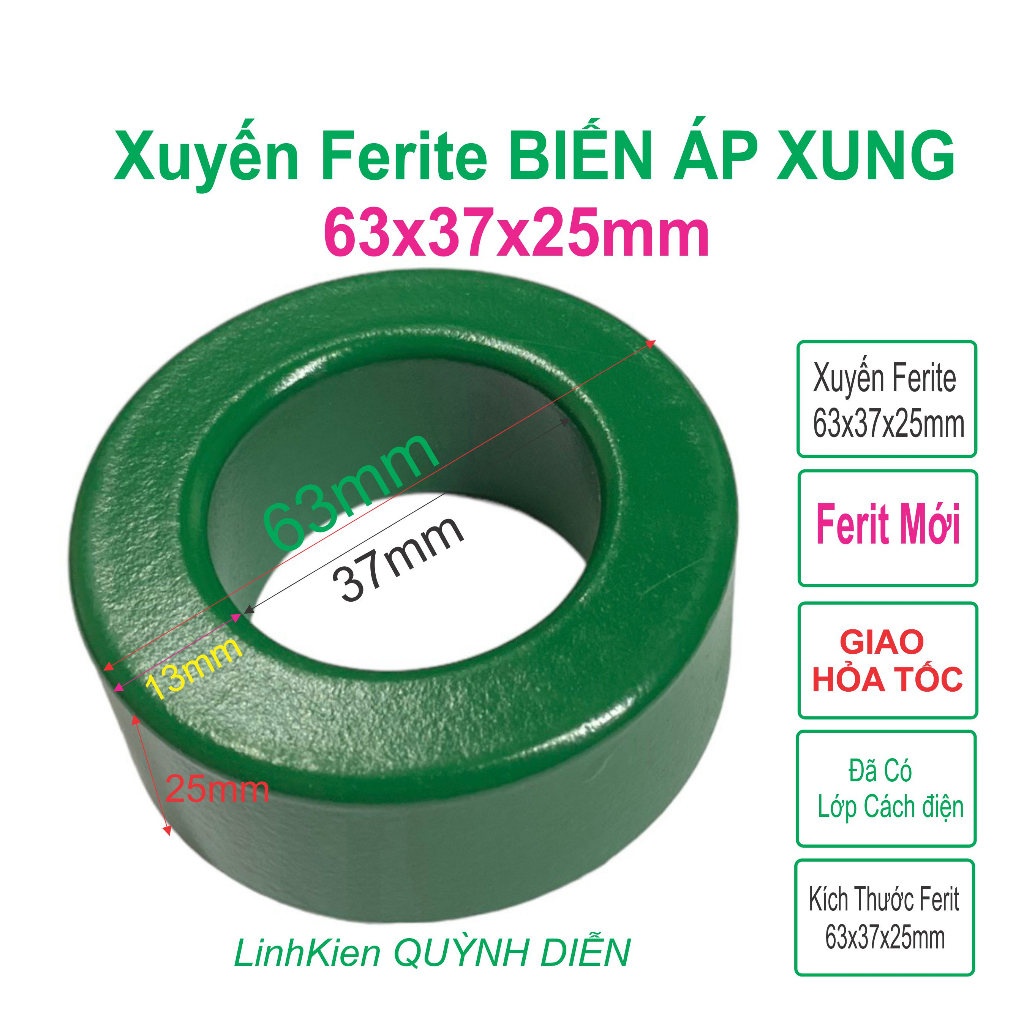 Xuyến Ferite biến áp xung D63  63x37x25mm PC40