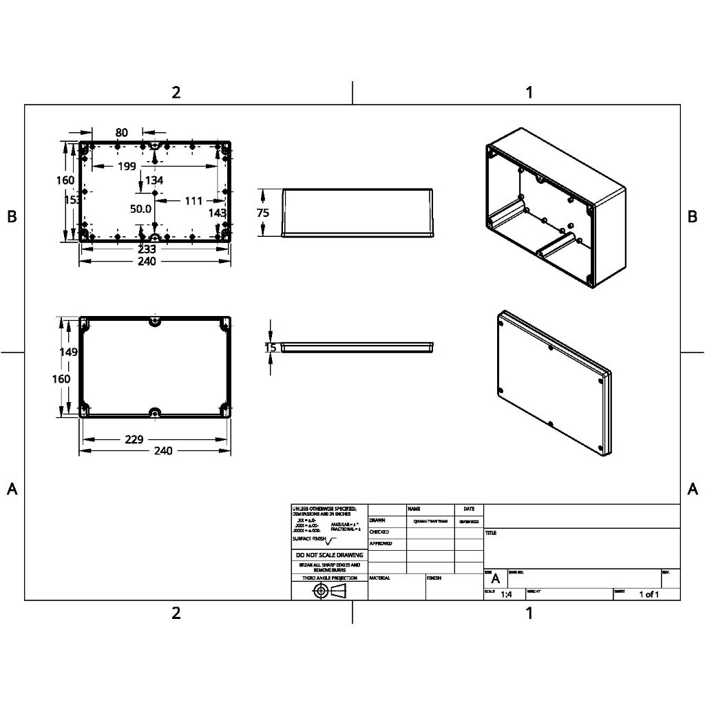 Hộp nhựa ABS 240x160x90mm WANCHI