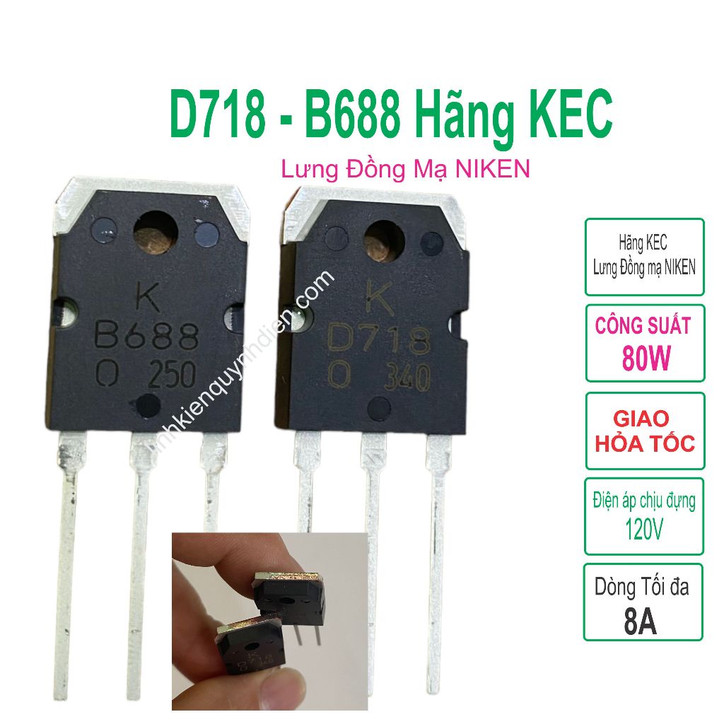 Transistor D718 KEC Lưng Đồng Mạ Niken - 1 Cây 30 Cái
