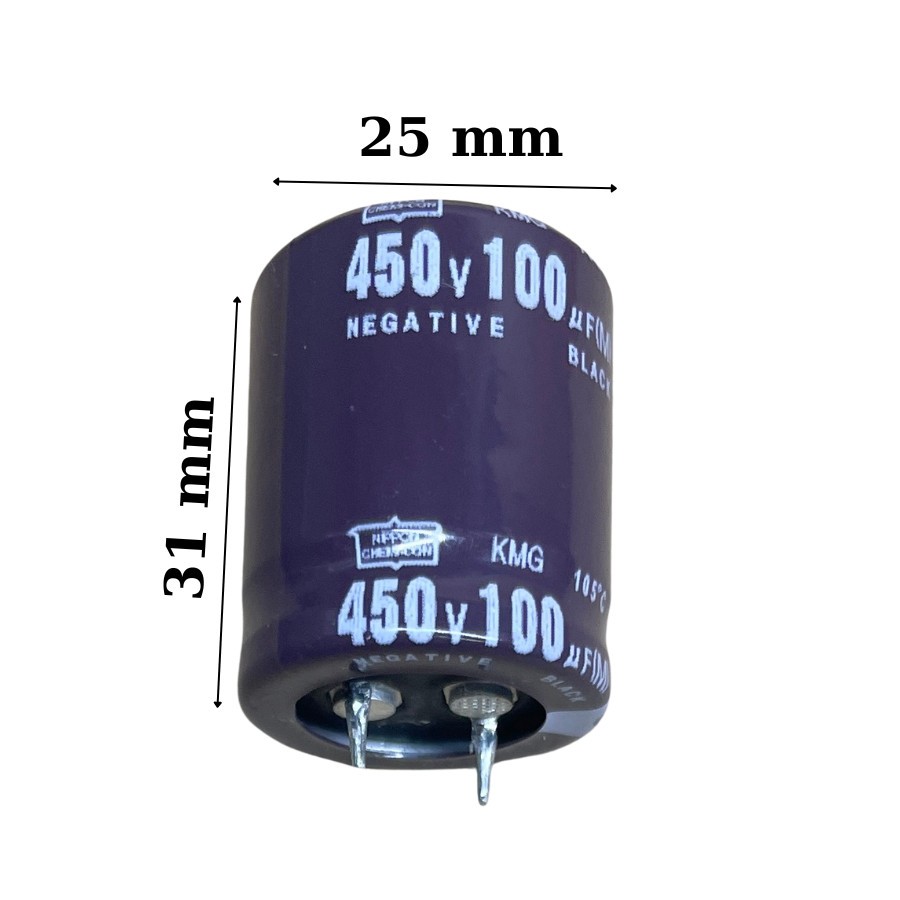 Tụ lọc nguồn 100uF 450V DC hàng tháo máy chân cứng