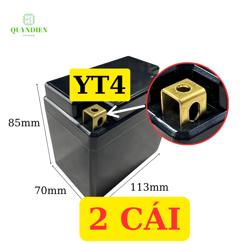 Vỏ Bình Đề Xe Máy YT4 Cọc Vuông Nắp Đục