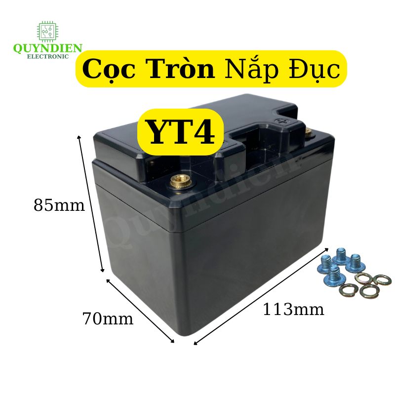 Vỏ Bình Đề Xe Máy YT4 Cọc Tròn Nắp Đục