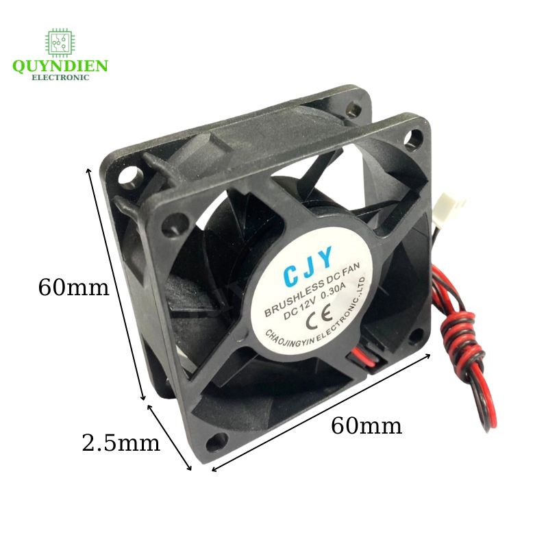 Quạt Tản Nhiệt 12V 6x6x2.5cm 0.3A Không Chổi Than