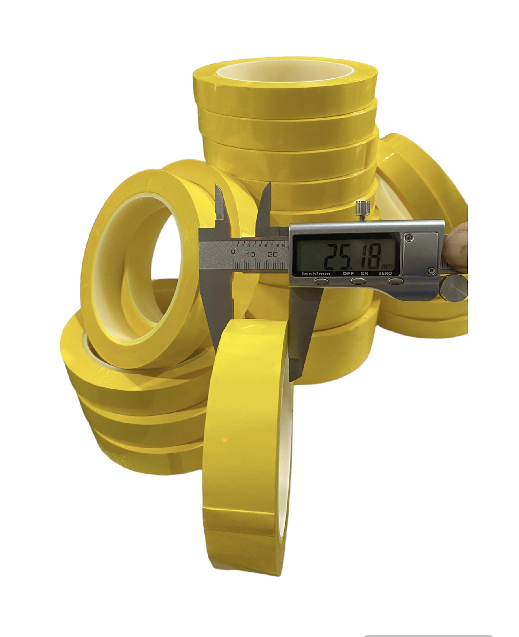 Băng dính quấn biến áp xung chịu nhiệt màu vàng Size 25mm dài 66m
