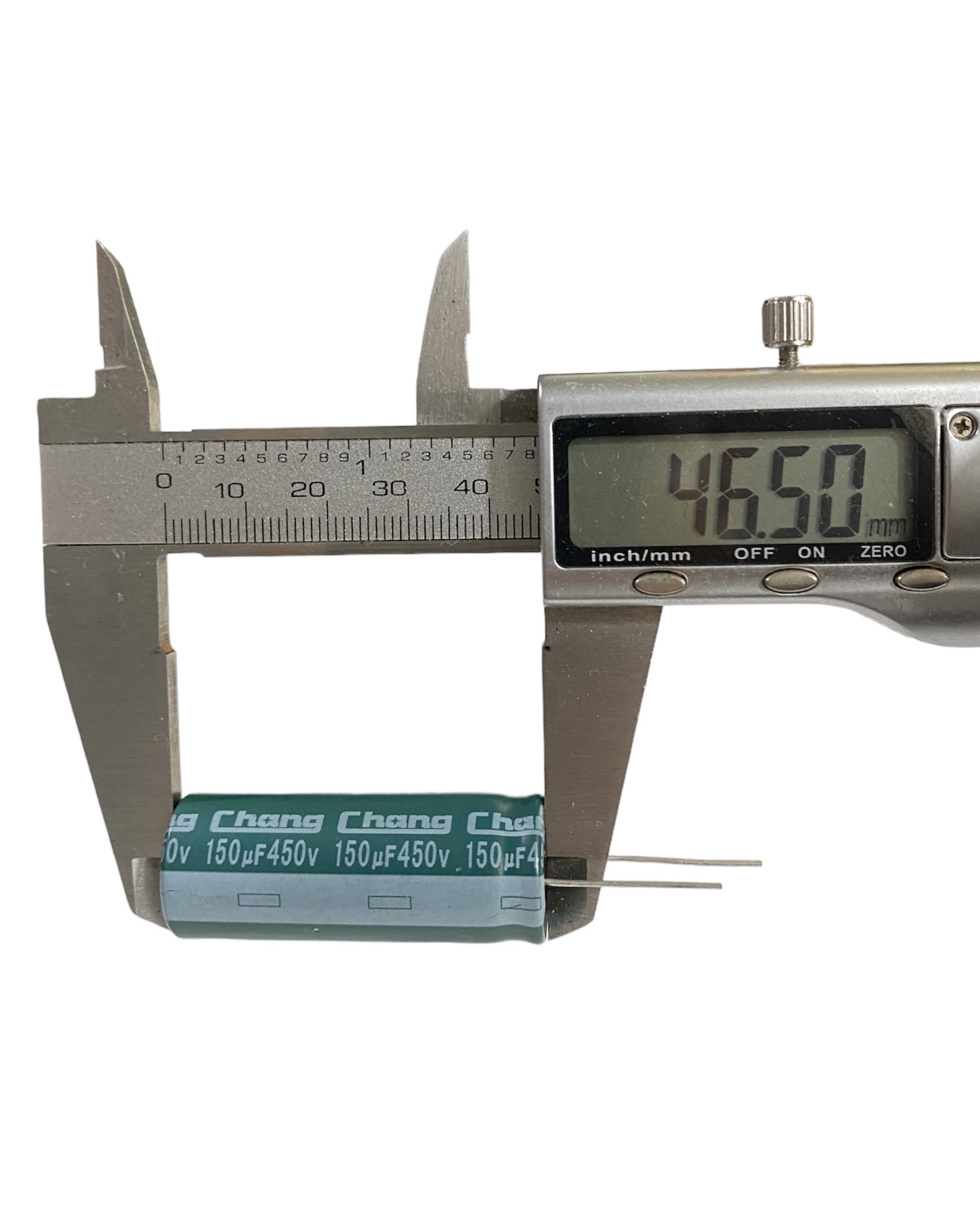 Tụ lộc nguồn 150uF 450V mới 100% màu xanh chân mềm (18x45mm)