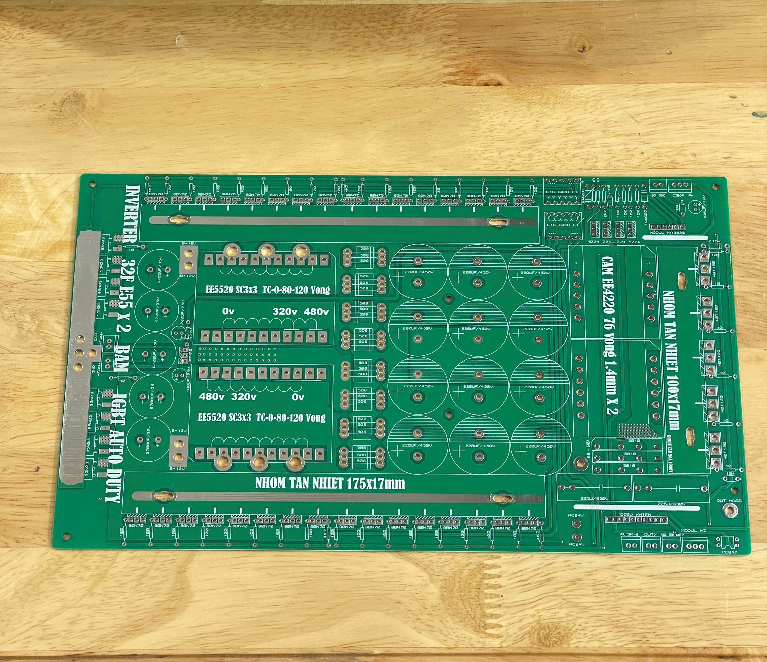 PCB bo mạch kích đ iện 32 fet nhỏ 2 biến áp E5520 đảo pha băm IGBT Auto Duty (Kèm dao động)