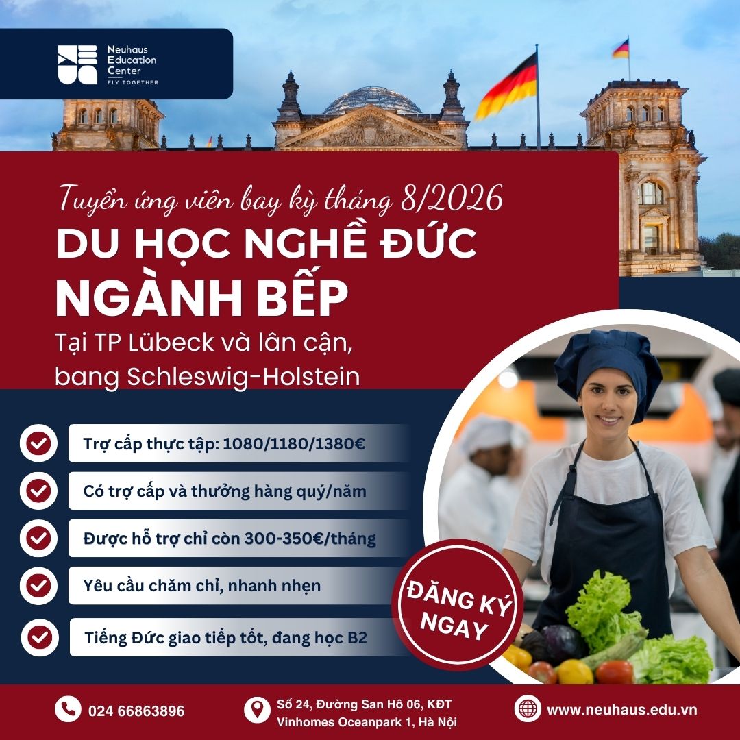Cập nhật các đơn tuyển sinh du học nghề mới nhất bay kỳ tháng 5-8/2026