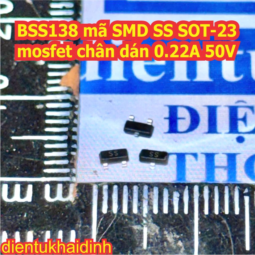 10 con BSS138 mã SMD SS SOT-23 mosfet chân dán 0.22A 50V kde0458