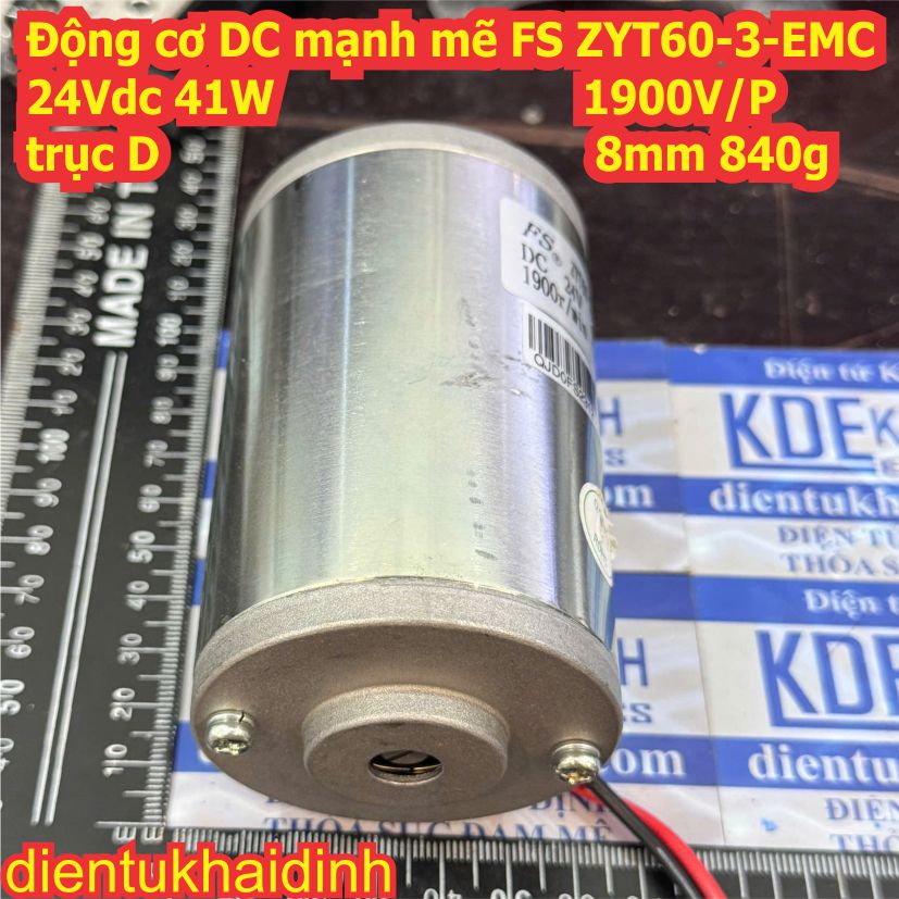 Động cơ DC mạnh mẽ FS ZYT60-3-EMC 24Vdc 41W 1900V/P trục D 8mm 840g kde0644
