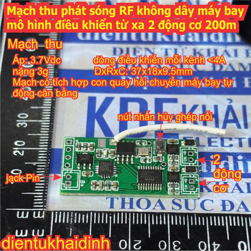 Bộ mạch thu phát sóng RF không dây máy bay mô hình điều khiển từ xa 2 động cơ 200m kde0715