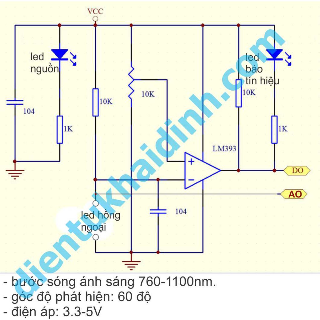 MODULE MẠCH LED THU HỒNG NGOẠI F5 màu đen 4P out: AO, DO kde0368