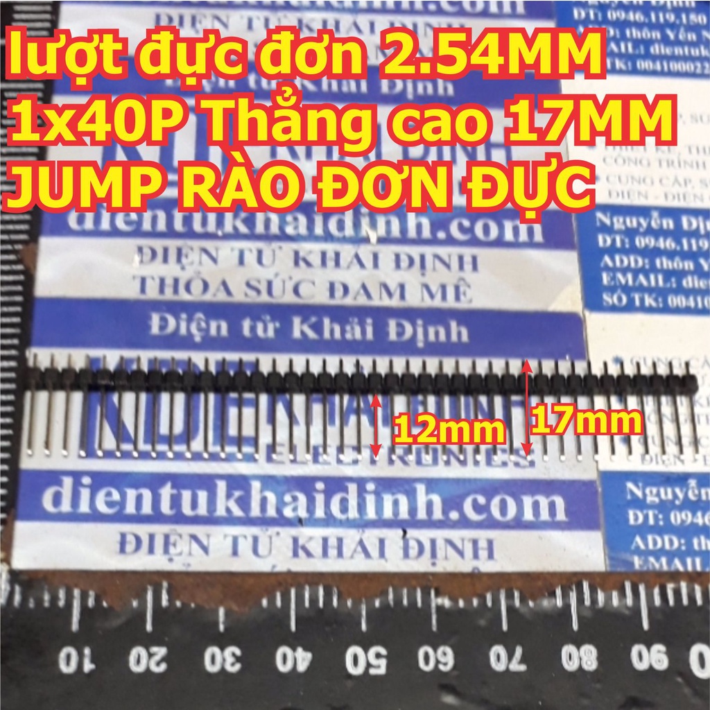 lượt đực jump rào đơn 2.54MM 1x40P Thẳng cao 15mm / 19mm / 25MM kde0493