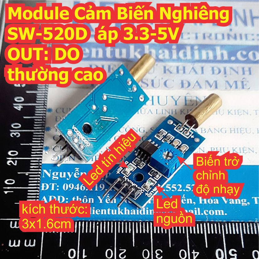 Module Cảm Biến Nghiêng SW-520D, áp 3.3/5V, OUT: DO, thường cao kde0011