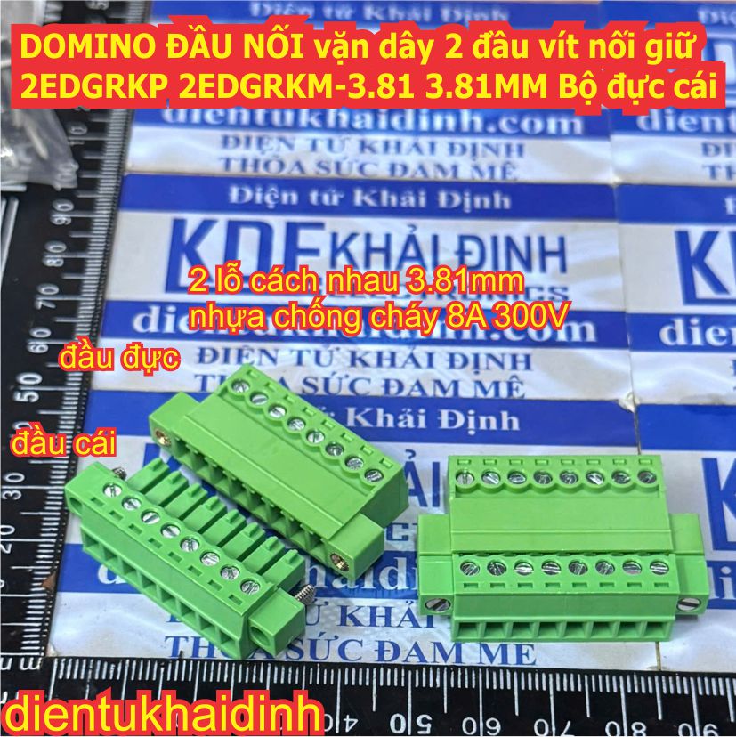 DOMINO TERMINAL ĐẦU NỐI vặn dây 2 đầu vít nối giữ 2EDGRKP 2EDGRKM-3.81 3.81MM Bộ đực cái 2P 3P 4P 5P 6P 7P 8P 10P kde6212