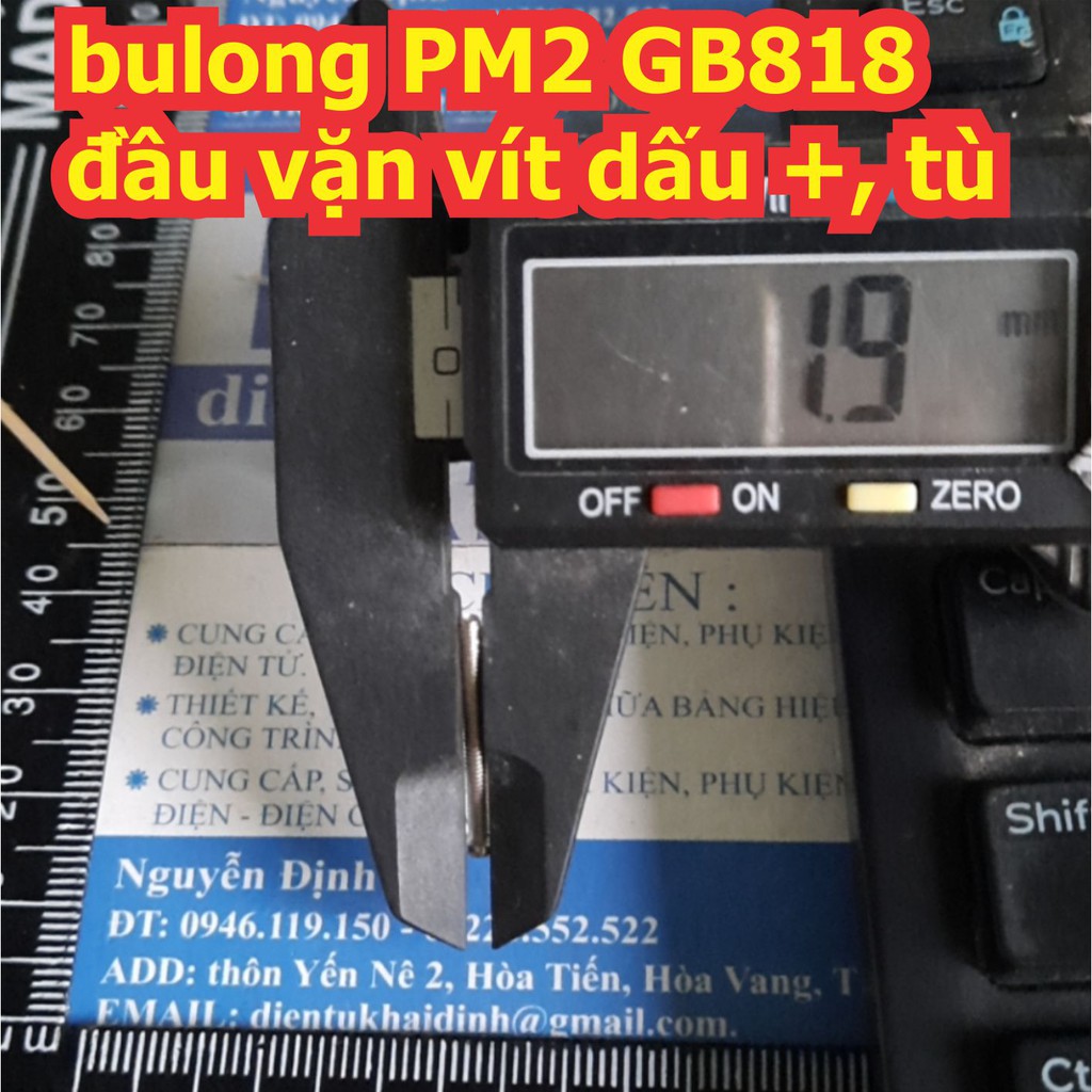 Bulong bu lông vít pake inox 201 GB818 M2 2mm PM2 đầu vặn vít tròn tù dài 3 ~ 20mm kde0405