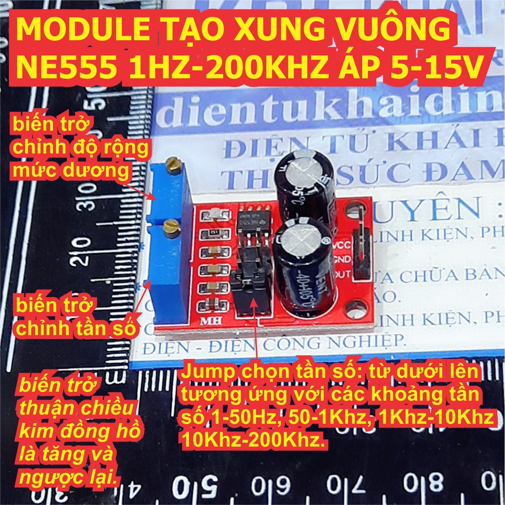 MODULE TẠO XUNG VUÔNG NE555 1HZ-200KHZ ÁP 5-15V kde0007
