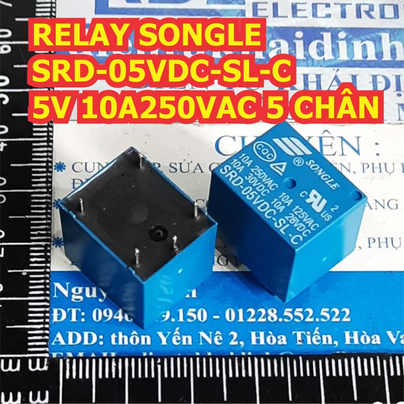 RELAY rơ le SONGLE 10A 250VAC 5 CHÂN SRD 5VDC 12VDC 24VDC 48VDC SL-C 5V 12V 24V 48V kde0047