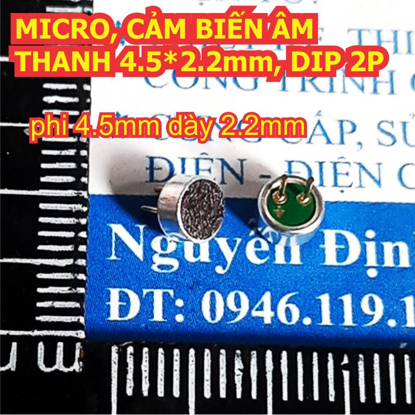 MICRO, CẢM BIẾN ÂM THANH 4.5*2.2mm, DIP 2P kde0088