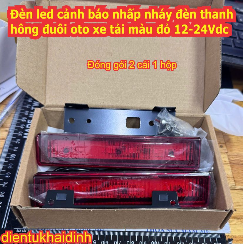 2 cái Đèn led cảnh báo nhấp nháy đèn thanh sườn hông đuôi oto xe tải màu đỏ 12-24Vdc kde0542