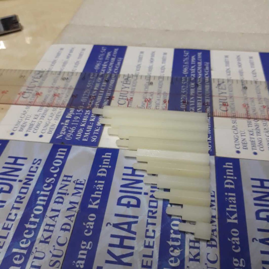 Cọc Nhựa cột nhựa trụ chân nhựa lục giác M3 2 đầu đực cái ren M3x6mm thân dài 5mm ~ 50mm kde0264