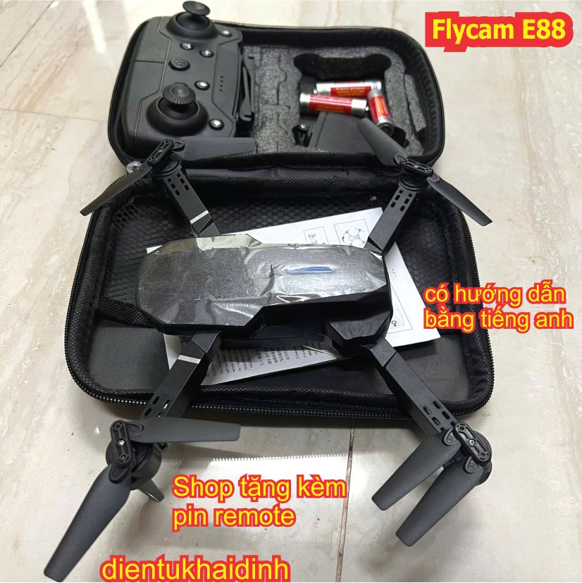 Flycam E88, E88 plus Drone pro Động cơ không chổi than bay ổn định phù với người mới tập chơi pin 3.7V 18000mAh kde0865