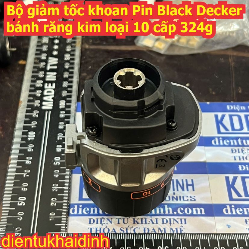 Bộ giảm tốc máy khoan Pin Black Decker bánh răng kim loại 10 cấp 324g kde0679