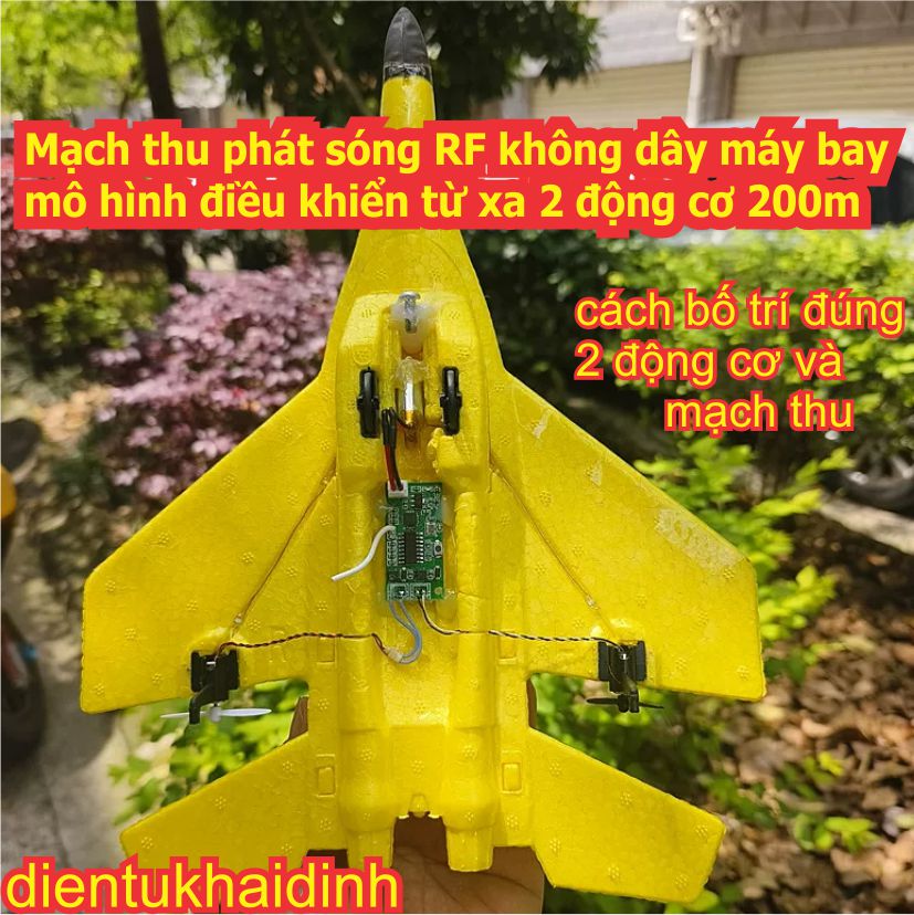 Bộ mạch thu phát sóng RF không dây máy bay mô hình điều khiển từ xa 2 động cơ 200m kde0715