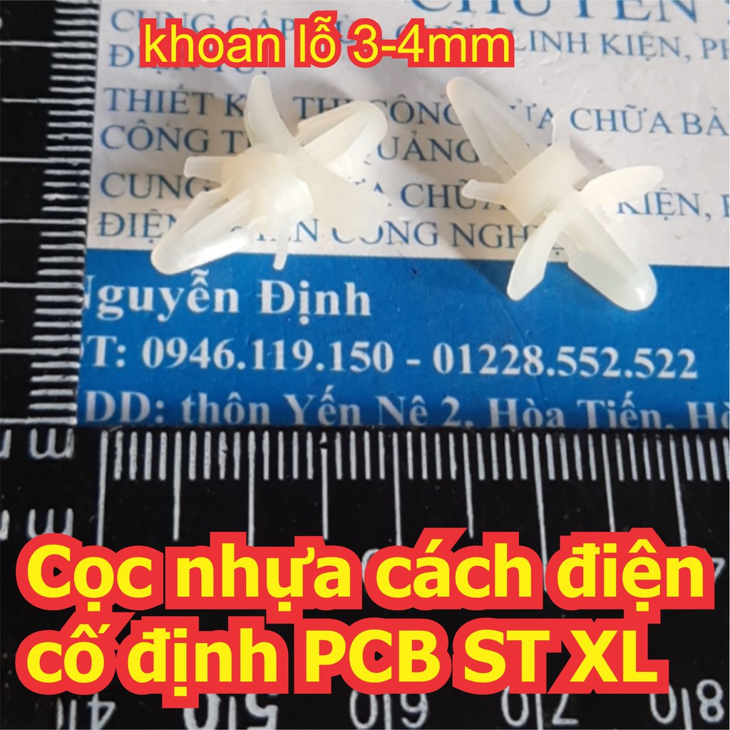 Cọc nhựa cách ly cố định nâng đỡ mạch đện PCB khoan lỗ 2 đầu ST XL-5 L-10 XL-16 XL-28 cao 5mm ~ 28mm kde0432