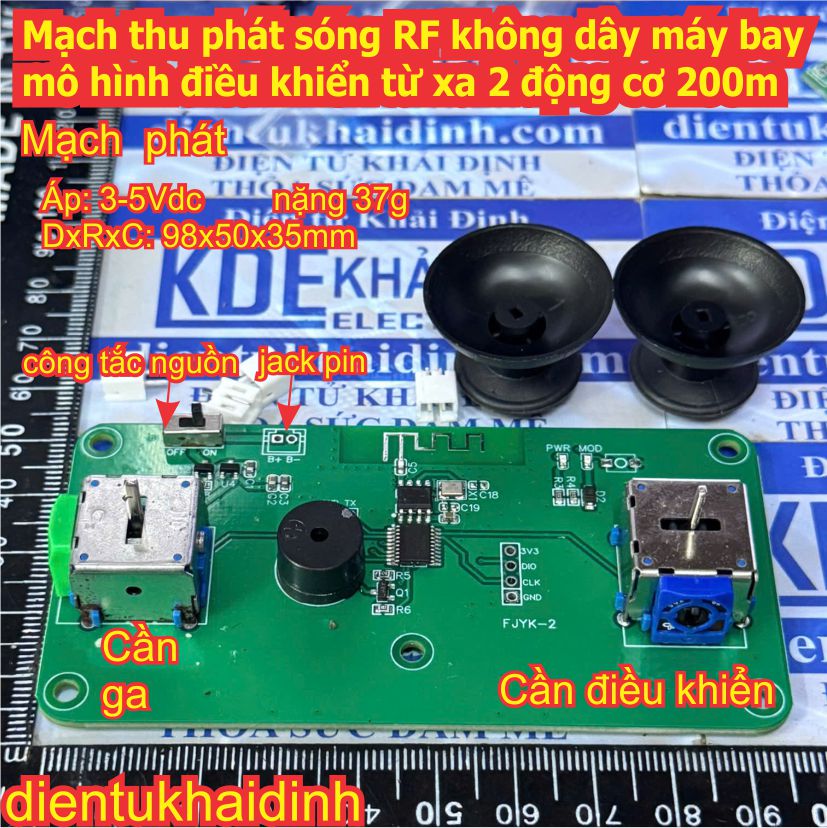 Bộ mạch thu phát sóng RF không dây máy bay mô hình điều khiển từ xa 2 động cơ 200m kde0715