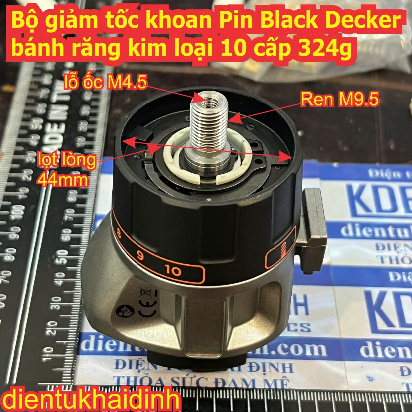 Bộ giảm tốc máy khoan Pin Black Decker bánh răng kim loại 10 cấp 324g kde0679