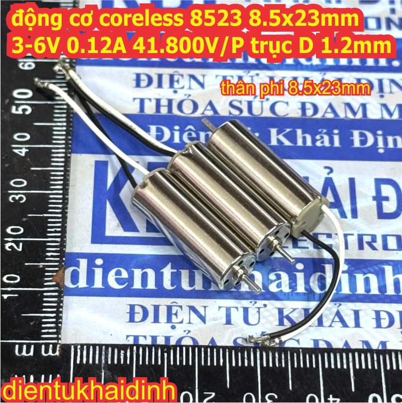 Động cơ coreless 8523 3-6V 0.12A 41.800V/P trục D 1.2mm 8.5x23mm (đen, trắng) kde5830