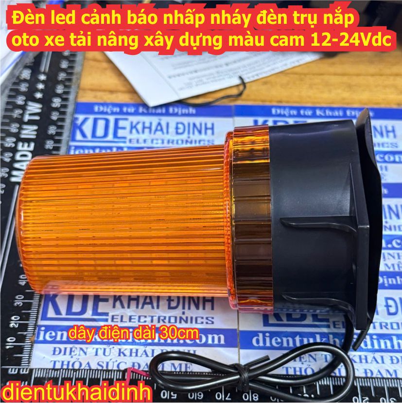 Đèn led cảnh báo nhấp nháy đèn trụ đáy nam châm nắp oto xe tải nâng xây dựng màu cam 12-24Vdc kde0543